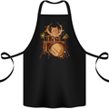 A Cat Drummer Drumming Cotton Apron 100% Organic Black