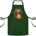 A Cat Drummer Drumming Cotton Apron 100% Organic Forest Green