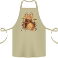 A Cat Drummer Drumming Cotton Apron 100% Organic Khaki