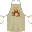 A Cat Drummer Drumming Cotton Apron 100% Organic Khaki