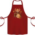 A Cat Drummer Drumming Cotton Apron 100% Organic Maroon