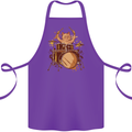 A Cat Drummer Drumming Cotton Apron 100% Organic Purple