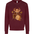 A Cat Drummer Drumming Kids Sweatshirt Jumper Maroon