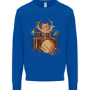 A Cat Drummer Drumming Kids Sweatshirt Jumper Royal Blue