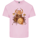 A Cat Drummer Drumming Kids T-Shirt Childrens Light Pink