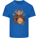 A Cat Drummer Drumming Kids T-Shirt Childrens Royal Blue
