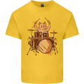 A Cat Drummer Drumming Kids T-Shirt Childrens Yellow