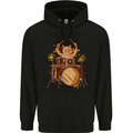 A Cat Drummer Drumming Mens 80% Cotton Hoodie Black