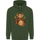 A Cat Drummer Drumming Mens 80% Cotton Hoodie Forest Green