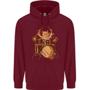 A Cat Drummer Drumming Mens 80% Cotton Hoodie Maroon