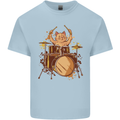 A Cat Drummer Drumming Mens Cotton T-Shirt Tee Top Light Blue