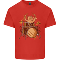 A Cat Drummer Drumming Mens Cotton T-Shirt Tee Top Red