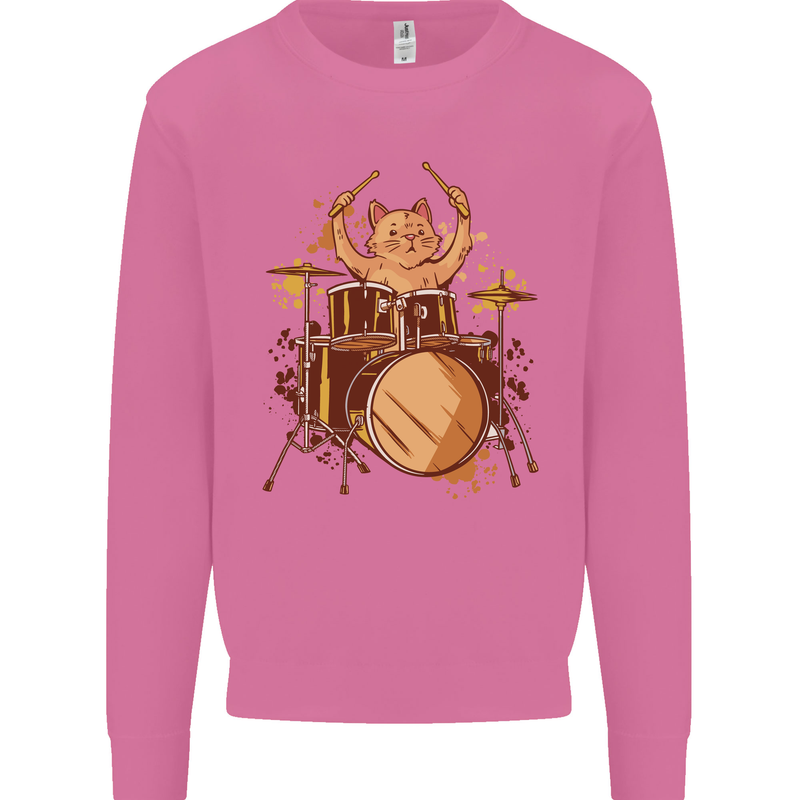 A Cat Drummer Drumming Mens Sweatshirt Jumper Azalea