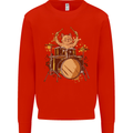 A Cat Drummer Drumming Mens Sweatshirt Jumper Bright Red
