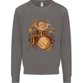 A Cat Drummer Drumming Mens Sweatshirt Jumper Charcoal