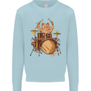 A Cat Drummer Drumming Mens Sweatshirt Jumper Light Blue