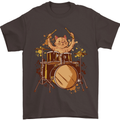 A Cat Drummer Drumming Mens T-Shirt 100% Cotton Dark Chocolate