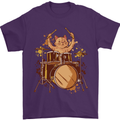 A Cat Drummer Drumming Mens T-Shirt 100% Cotton Purple