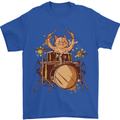 A Cat Drummer Drumming Mens T-Shirt 100% Cotton Royal Blue