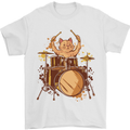 A Cat Drummer Drumming Mens T-Shirt 100% Cotton White