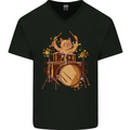 A Cat Drummer Drumming Mens V-Neck Cotton T-Shirt Black