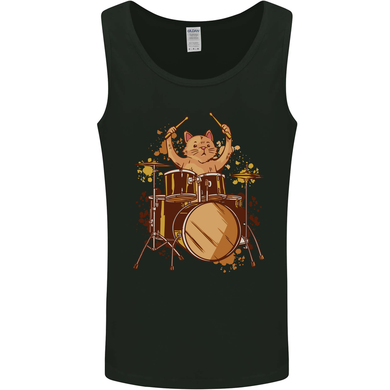 A Cat Drummer Drumming Mens Vest Tank Top Black