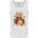 A Cat Drummer Drumming Mens Vest Tank Top White