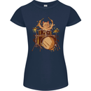 A Cat Drummer Drumming Womens Petite Cut T-Shirt Navy Blue