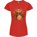 A Cat Drummer Drumming Womens Petite Cut T-Shirt Red