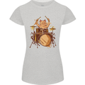 A Cat Drummer Drumming Womens Petite Cut T-Shirt Sports Grey