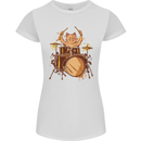 A Cat Drummer Drumming Womens Petite Cut T-Shirt White