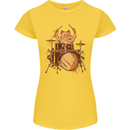 A Cat Drummer Drumming Womens Petite Cut T-Shirt Yellow