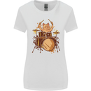 A Cat Drummer Drumming Womens Wider Cut T-Shirt White