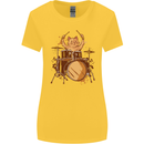 A Cat Drummer Drumming Womens Wider Cut T-Shirt Yellow