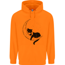 A Cat Reading a Book on the Moon Childrens Kids Hoodie Orange