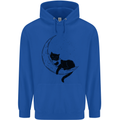 A Cat Reading a Book on the Moon Childrens Kids Hoodie Royal Blue