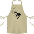 A Cat Reading a Book on the Moon Cotton Apron 100% Organic Khaki