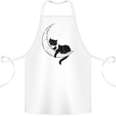 A Cat Reading a Book on the Moon Cotton Apron 100% Organic White