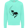 A Cat Reading a Book on the Moon Kids Sweatshirt Jumper Peppermint
