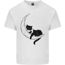 A Cat Reading a Book on the Moon Kids T-Shirt Childrens White
