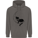 A Cat Reading a Book on the Moon Mens 80% Cotton Hoodie Charcoal