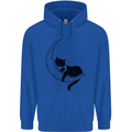 A Cat Reading a Book on the Moon Mens 80% Cotton Hoodie Royal Blue