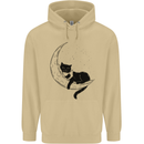 A Cat Reading a Book on the Moon Mens 80% Cotton Hoodie Sand