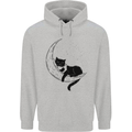 A Cat Reading a Book on the Moon Mens 80% Cotton Hoodie Sports Grey