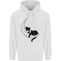 A Cat Reading a Book on the Moon Mens 80% Cotton Hoodie White