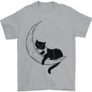 A Cat Reading a Book on the Moon Mens T-Shirt 100% Cotton Sports Grey