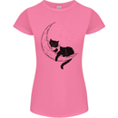 A Cat Reading a Book on the Moon Womens Petite Cut T-Shirt Azalea
