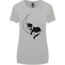 A Cat Reading a Book on the Moon Womens Wider Cut T-Shirt Sports Grey