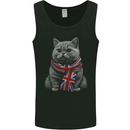 A Cat With a Union Jack Scarf Great Britain Mens Vest Tank Top Black