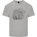A Cat & Mushroom Foraging Ecology Nature Mens Cotton T-Shirt Tee Top Sports Grey